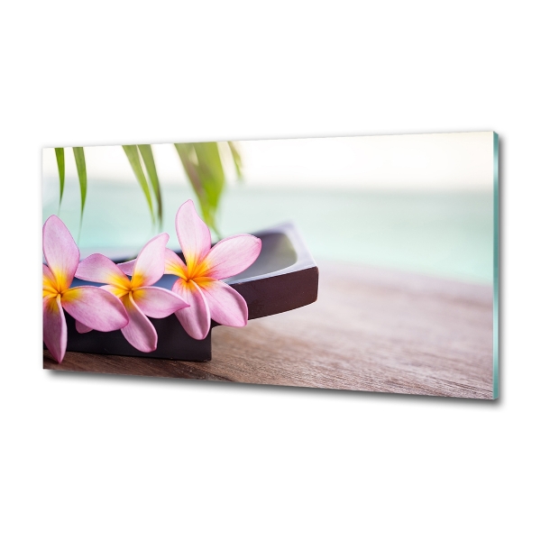 Printed glass wall art Plumeria