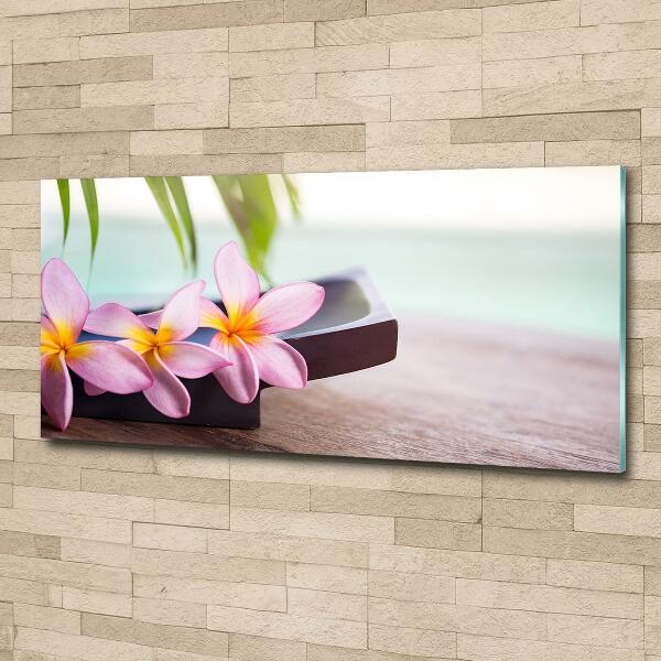 Printed glass wall art Plumeria