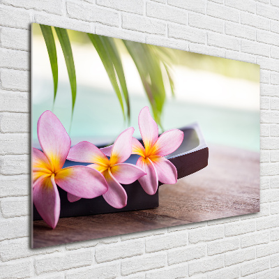 Printed glass wall art Plumeria