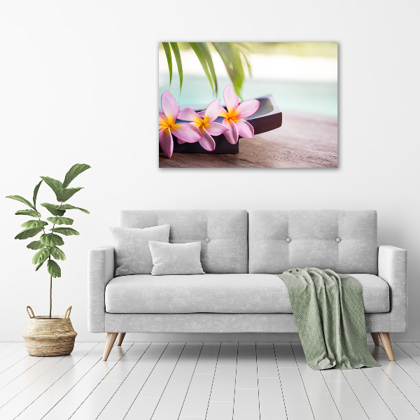 Printed glass wall art Plumeria