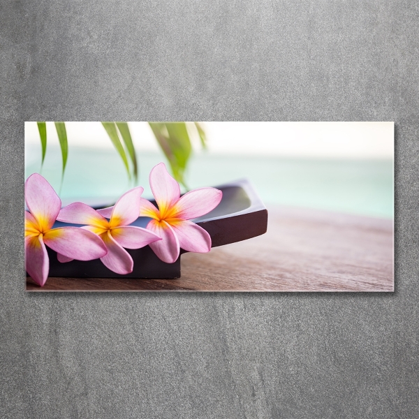 Printed glass wall art Plumeria