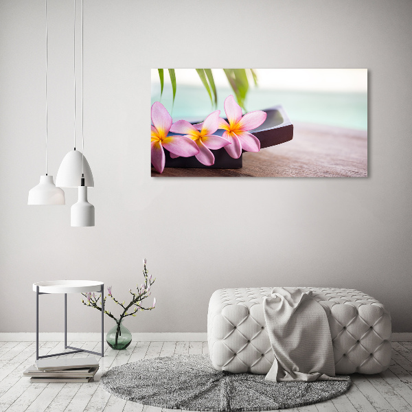 Printed glass wall art Plumeria