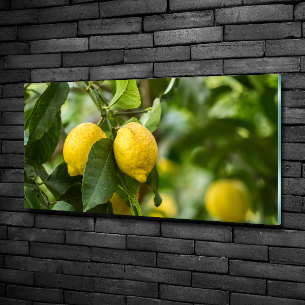 Glass art picture Lemons on a tree