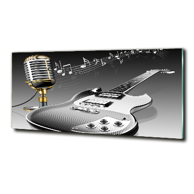 Glass art picture Guitar and microphone