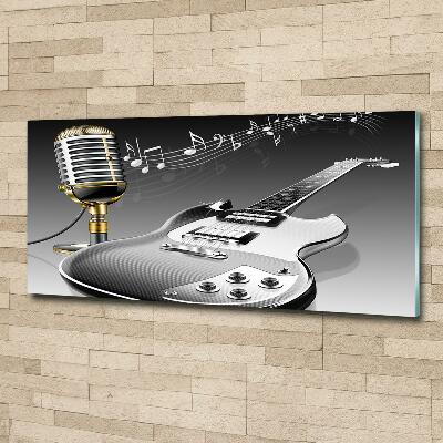 Glass art picture Guitar and microphone