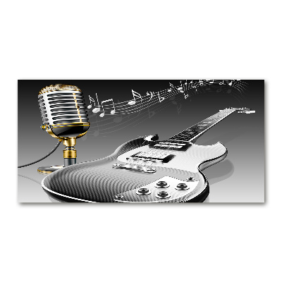 Glass art picture Guitar and microphone