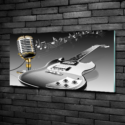 Glass art picture Guitar and microphone