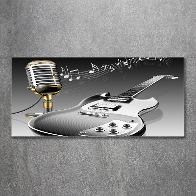 Glass art picture Guitar and microphone