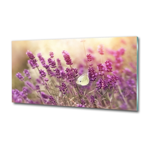 Glass wall art large Lavender