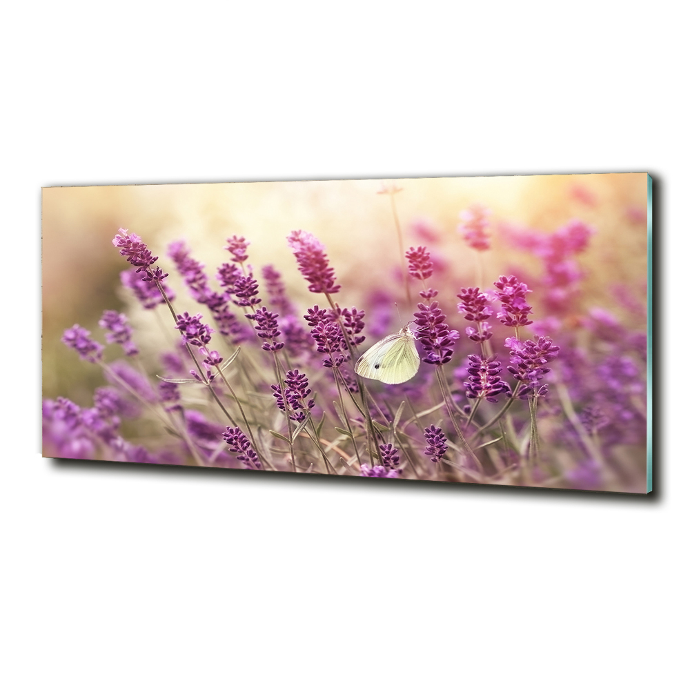 Glass wall art large Lavender