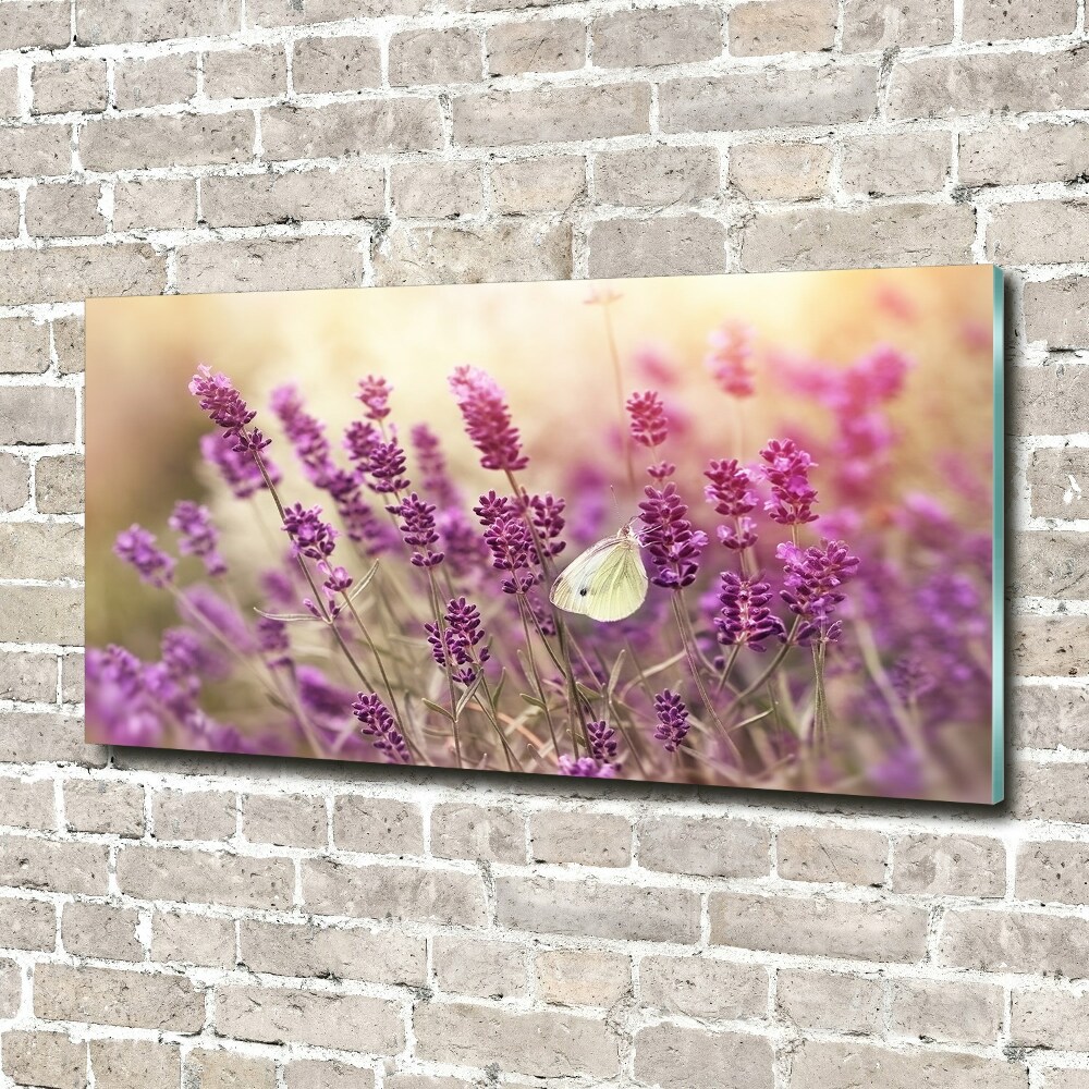 Glass wall art large Lavender