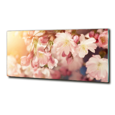 Glass wall art large Cherry blossoms