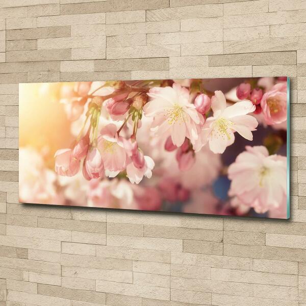 Glass wall art large Cherry blossoms