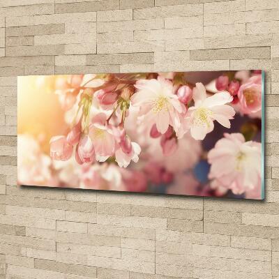 Glass wall art large Cherry blossoms