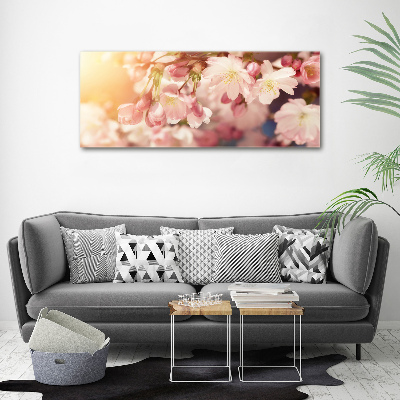 Glass wall art large Cherry blossoms