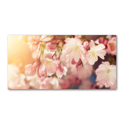 Glass wall art large Cherry blossoms