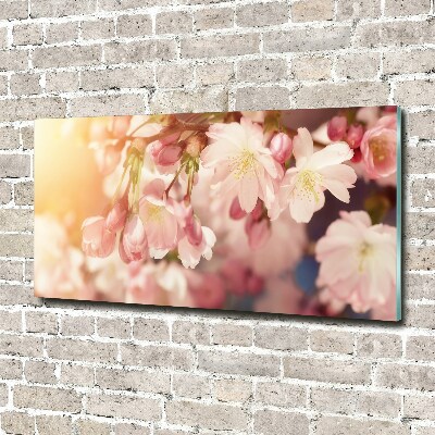 Glass wall art large Cherry blossoms