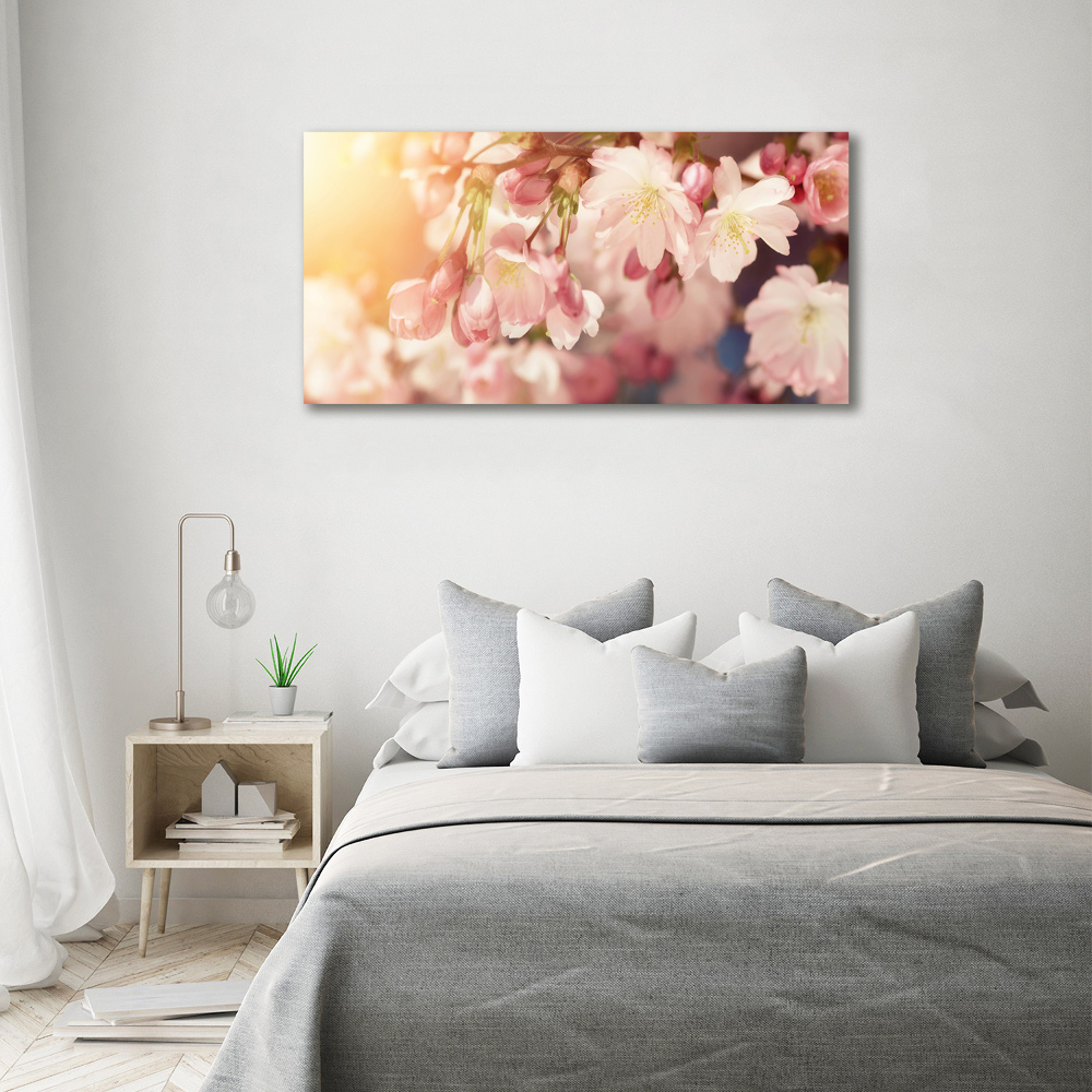 Glass wall art large Cherry blossoms