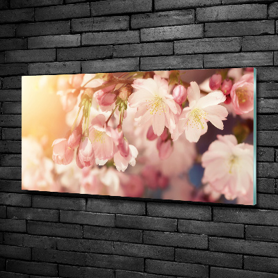 Glass wall art large Cherry blossoms