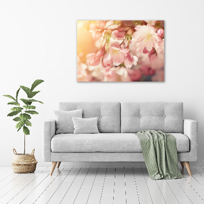 Glass wall art large Cherry blossoms