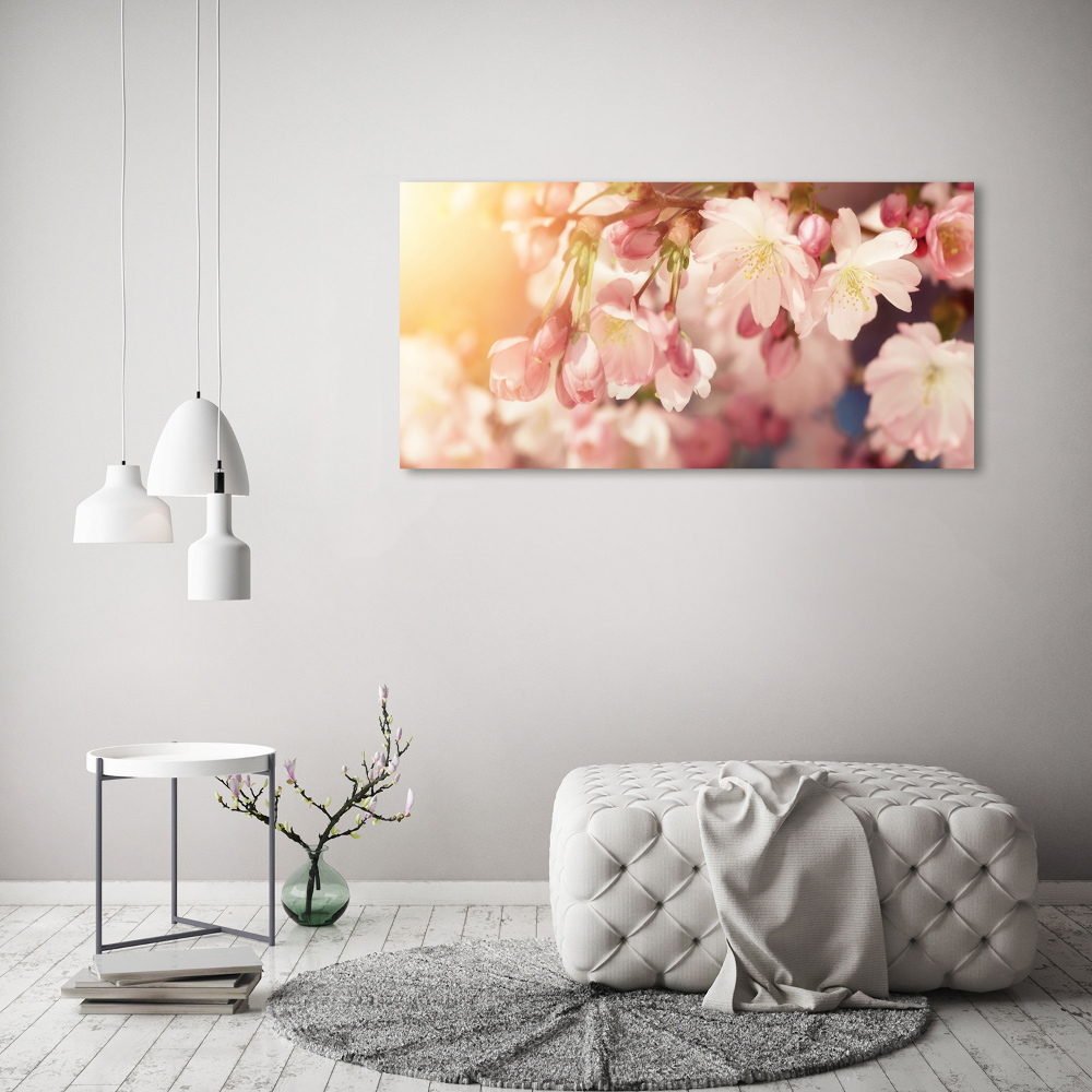 Glass wall art large Cherry blossoms