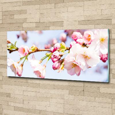 Glass wall art large Cherry blossoms