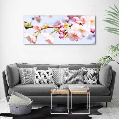 Glass wall art large Cherry blossoms