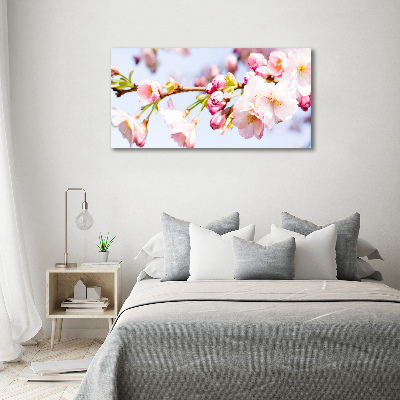 Glass wall art large Cherry blossoms