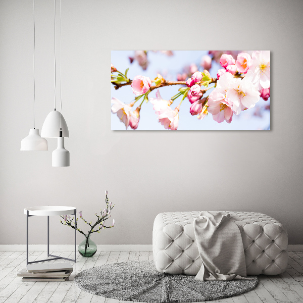 Glass wall art large Cherry blossoms