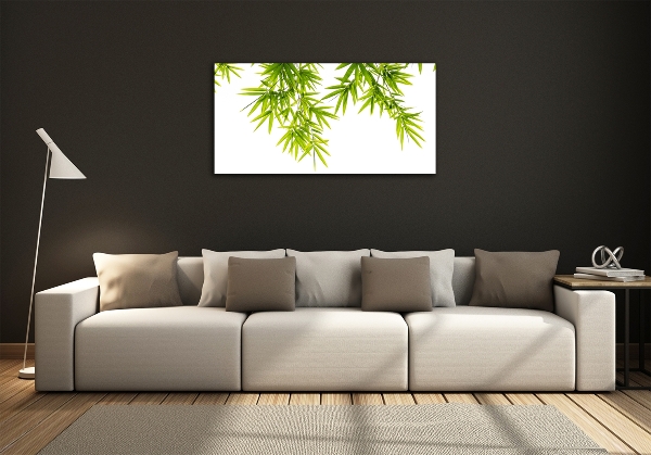 Glass wall art large Bamboo leaves