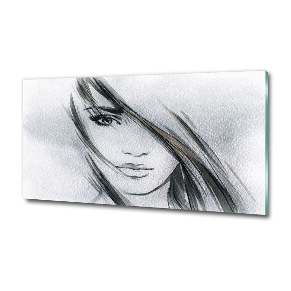 Wall art on glass Portrait of a woman