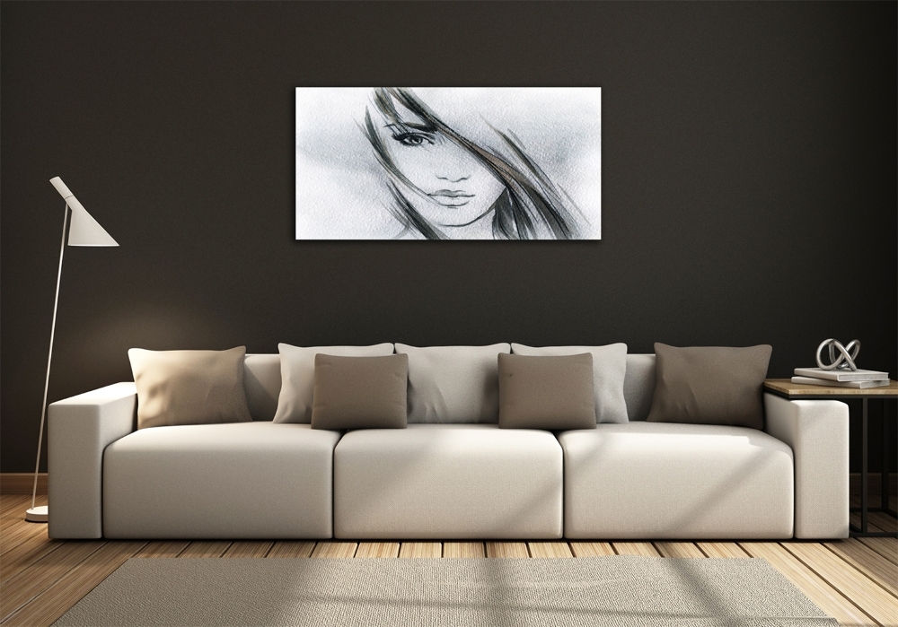 Wall art on glass Portrait of a woman