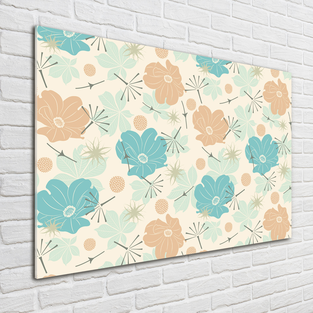 Glass wall art Floral pattern