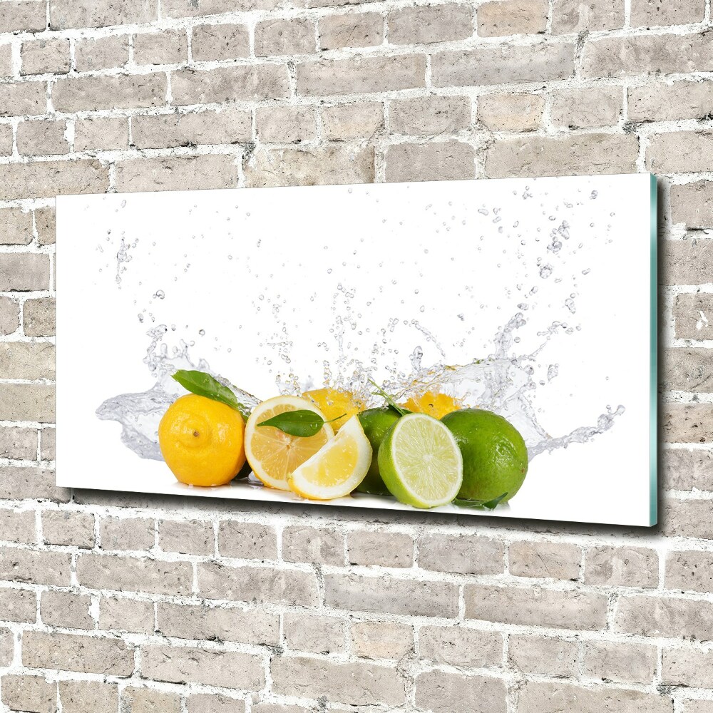 Photo printed on glass Citruses and water