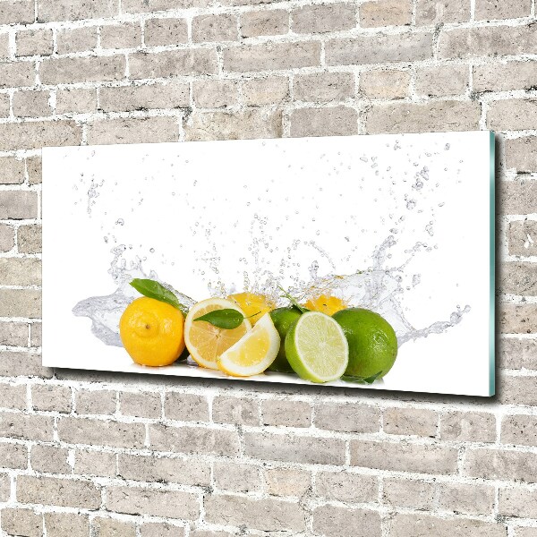 Photo printed on glass Citruses and water