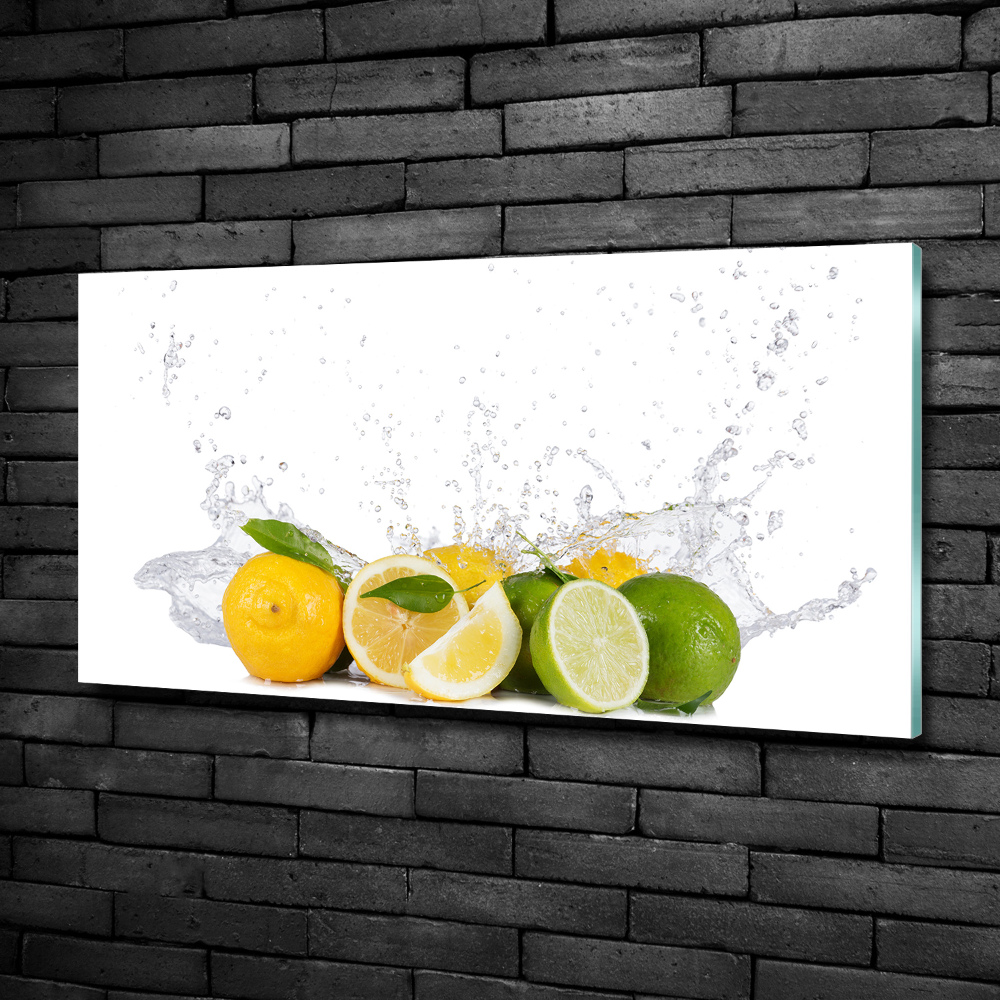 Photo printed on glass Citruses and water