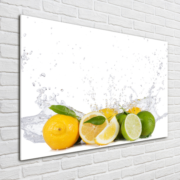 Photo printed on glass Citruses and water