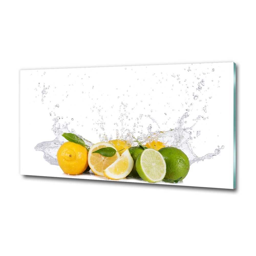 Photo printed on glass Citruses and water