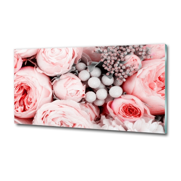 Glass wall art large Bouquet of flowers