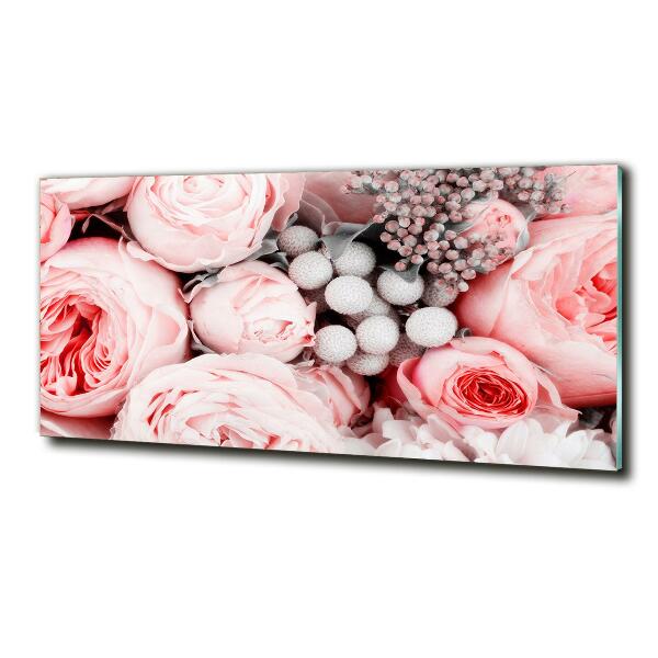 Glass wall art large Bouquet of flowers