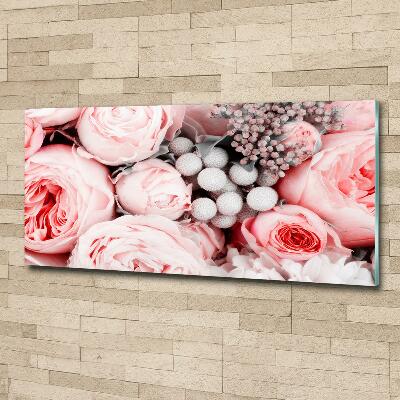 Glass wall art large Bouquet of flowers