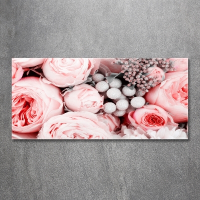 Glass wall art large Bouquet of flowers