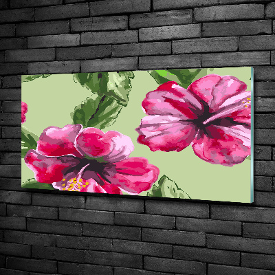 Wall art on glass Hawaiian flowers