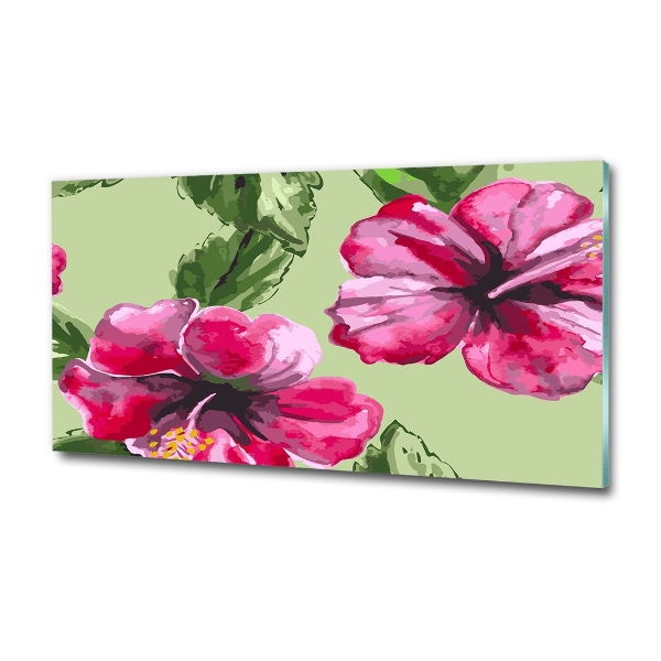 Wall art on glass Hawaiian flowers