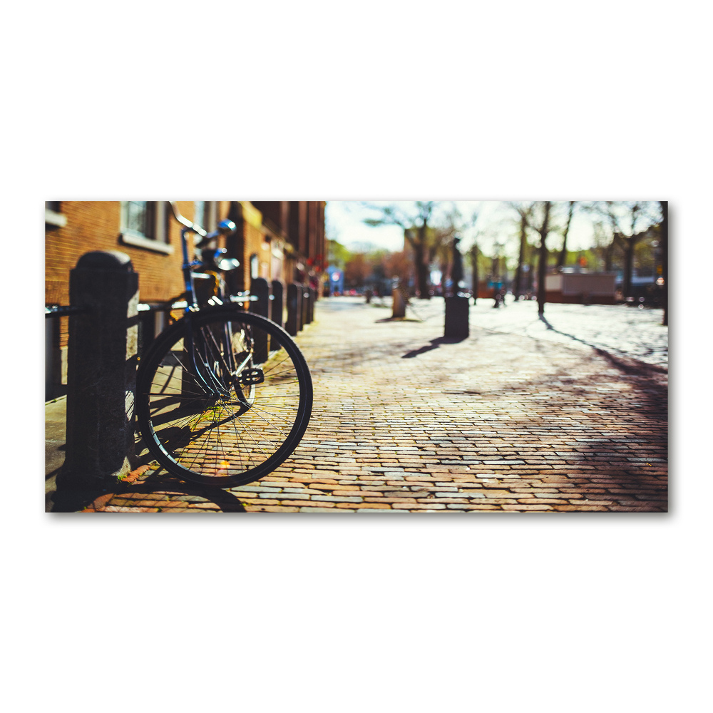 Glass art print Bicycle in amsterdam