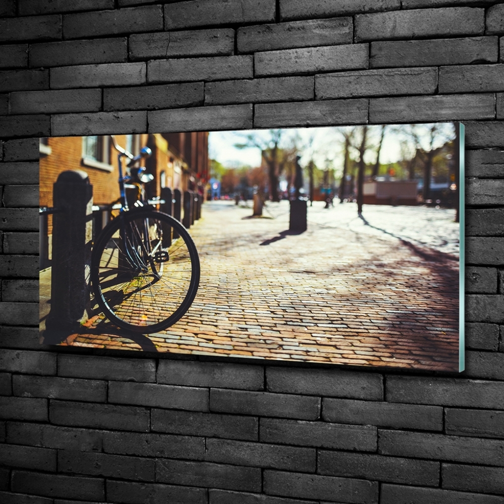 Glass art print Bicycle in amsterdam