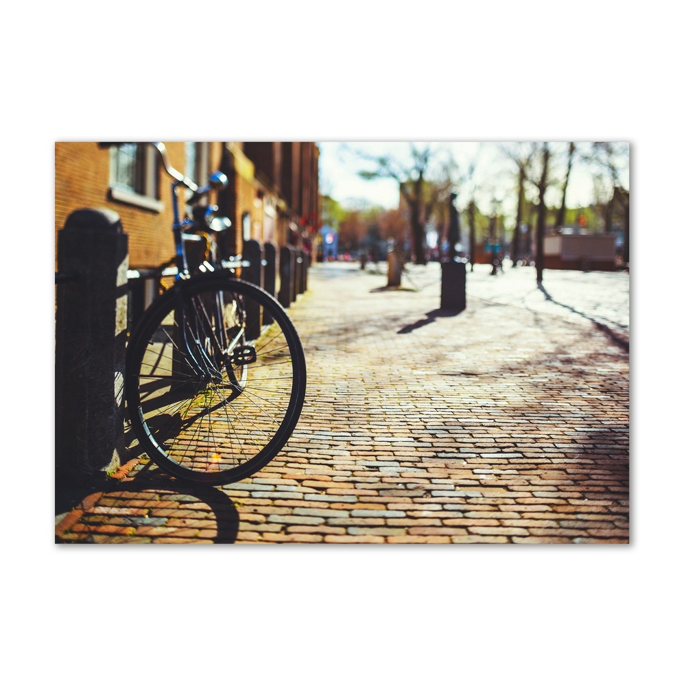 Glass art print Bicycle in amsterdam