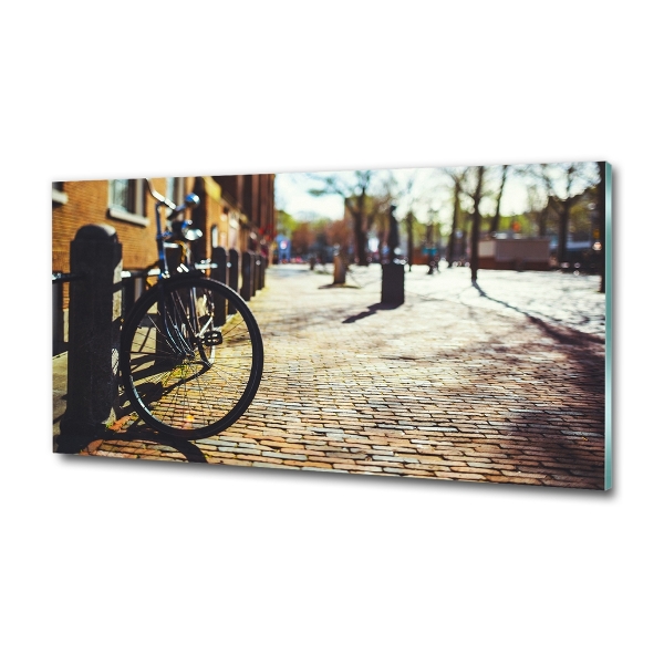 Glass art print Bicycle in amsterdam