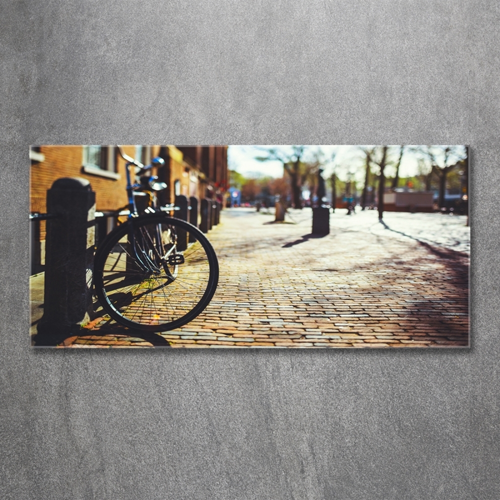 Glass art print Bicycle in amsterdam