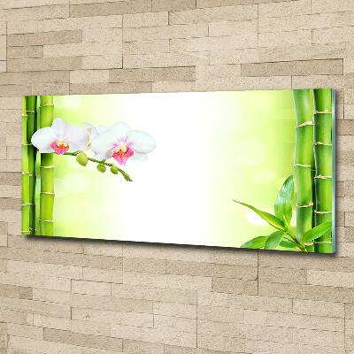 Glass wall art large Orchid and bamboo